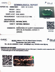 2.88/CT Natural Panna Stone with Govt. Lab Certificate (8991)